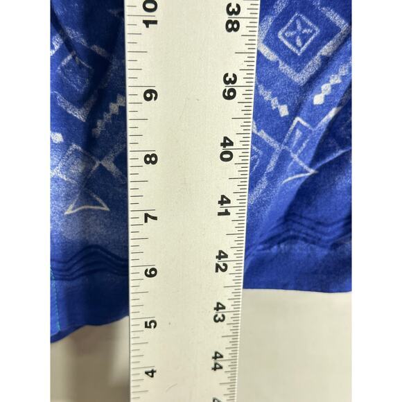 Vintage Miss Scarlett Midi Dress Size 12 Petite Blue Green Short Sleeve Artsy - Picture 5 of 8